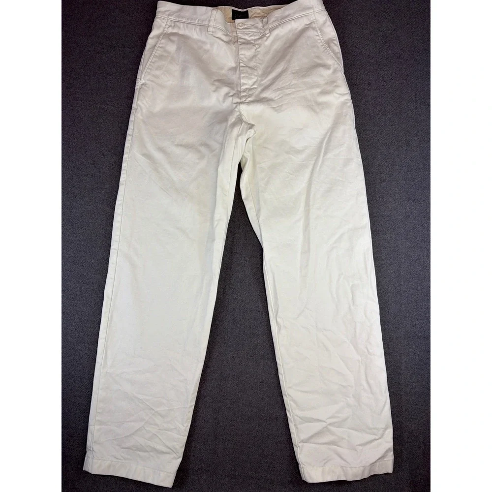 J. Crew Oarsmens  Classic Chinos‎ Men 32x34 (34x33) White Straight Leg Pants VTG